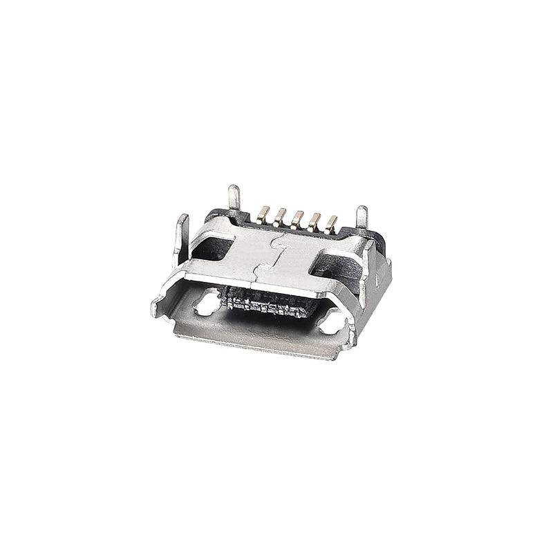 sourcing map Micro USB Female Connector, 5-Pin DIP 180 Degree, Repair Adapter, Micro USB Female Curled Edge, Pack of 10