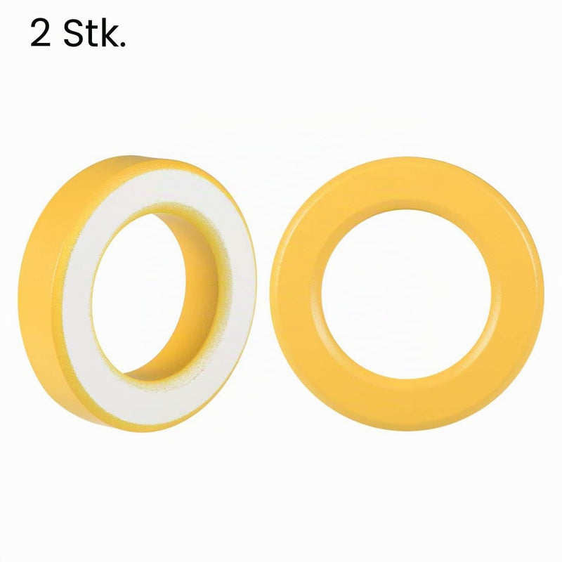 sourcing map 2 pieces 35.4 x 57.7 x 14 mm ferrite ring iron powder toroid cores yellow white de
