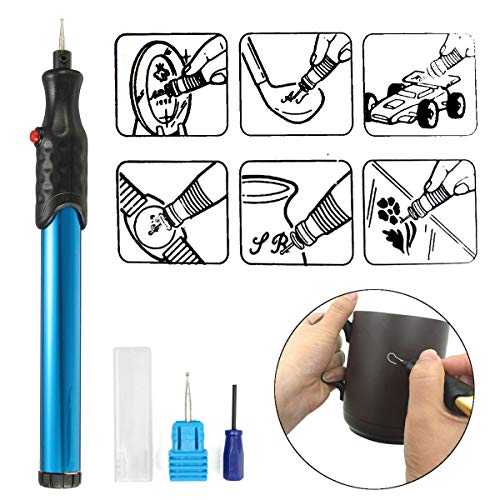 Engraving Pen Engraver Machine Electric DIY Precision Pens Cordless Mini Carving Tools Replaceable Diamond Tip Bit for Jewelry Metal Glass Wood Ceramics Stone - Blue