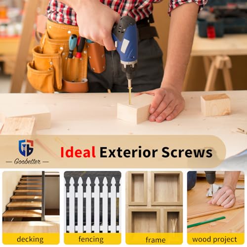 Deck Screws 2 Inch, 700 PCS Wood Screws #8 x 2, Exterior Epoxy Coated, Torx/Star Drive Head Screw, Rust Resistant, Construction Fence Screws, 2 Pcs T25 Star Bits Included, Yellow #8 x 2"