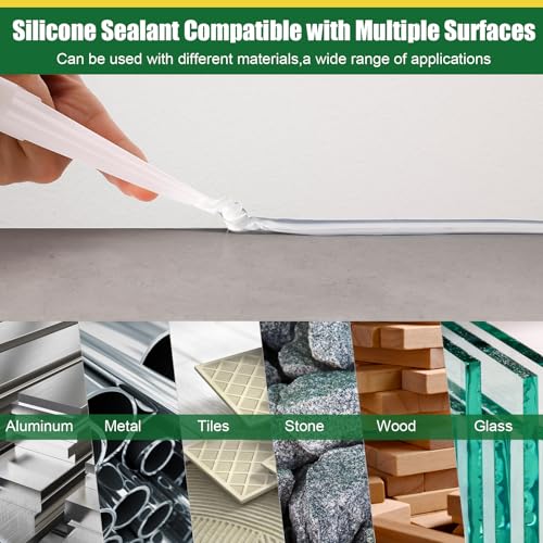 2 Pack 10.1oz Clear Silicone Caulk, 100% Waterproof Sealant for Home, RV 2