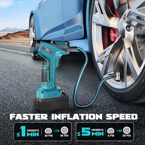 Ecarke 150 PSI Cordless Tyre Inflator Compatible with Makita 18V Battery Blue