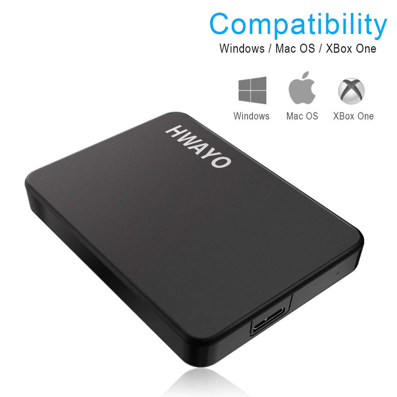 1TB Portable External Hard Drive Ultra Slim 2.5'' USB 3.0 HDD Storage for PC, Desktop, Laptop, MacBook, Chromebook, Xbox One 1TB Matte Black