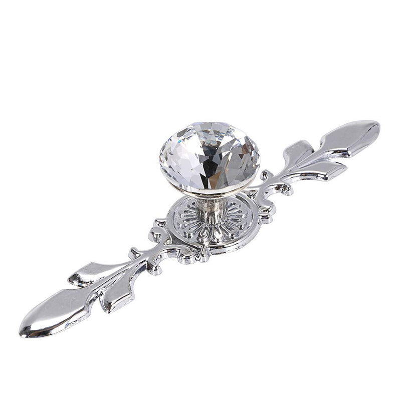 Sumnacon Drawer Dresser Knobs Pull Handles - Crystal Glass Diamond Decorative Knobs with Plate, Cabinet Cupboard Door Knobs with Screws for Kitchen Bathroom Office Decoration Pack of 10 6.7 Inch Silver