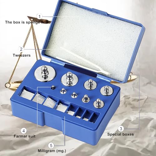 Calibration Weight, 17 Pieces Precision Calibration Weights, Stainless Steel Calibration Weights Set, Calibration Weight Set for Digital Jewellery Scales Laboratory, 1g 2g 5g 10g 20g Calibration Gram Weight Set