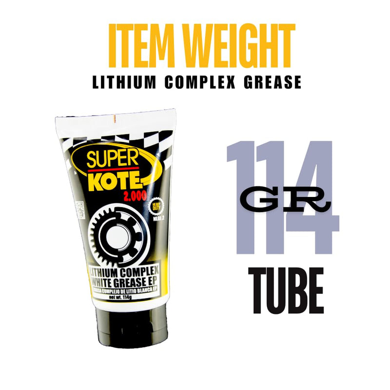 Lithium Complex Grease SUPERKOTE 2000 - White Lubricant Grease EP/Multipurpose/Lithium Complex/Lubricant/EP/High Temp/Automotive/Bicycle/Bike/Industry/White / 114g