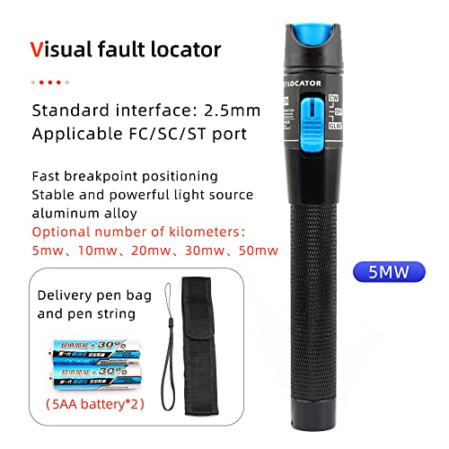 FTTH Fiber Optic Cold Connection Assembly Termination Tools Kit Bag with Visual Fault Locator Fiber Cleaver SC FC Connector Optical Power Meter Finder Cable Tester Stripper Tool Dust Free Paper B5