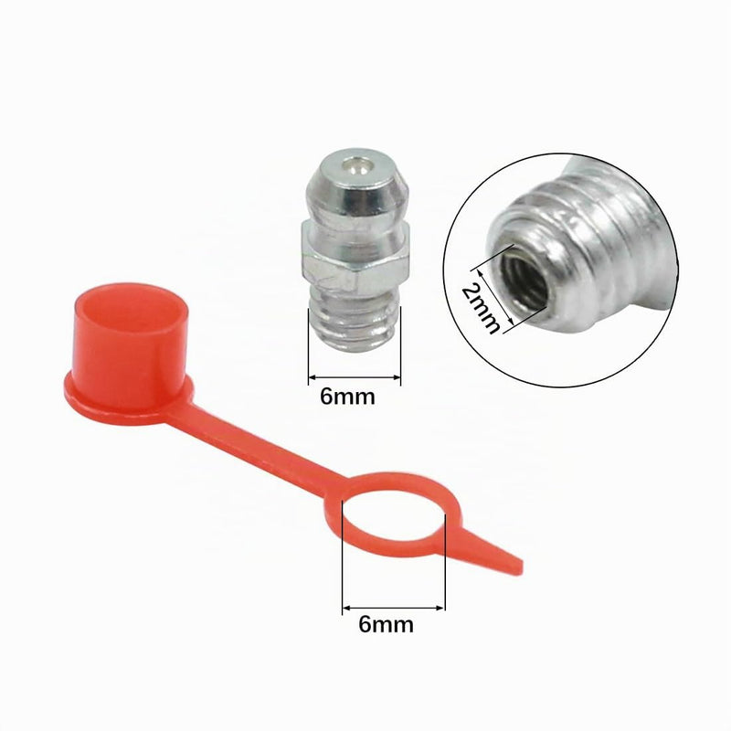 X AUTOHAUX Set of 10 Straight Grease Nipple Fittings with Dust Cap for Car M6