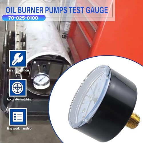 Oil Burner Pumps Test Gauge 70-025-0100 heaters Air Pressure Gauge ，Vacuum Pressure Gauge 21-1115 Fits Desa, Reddy, Master, Remington, All-Pro, Dyna Glo, Dayton, Knipco, etc Kerosene heaters
