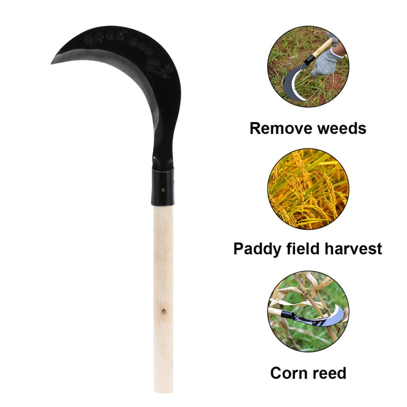 Yardwe Gardening Grass Manganese Steel Long Handle Weeding Tool for Easy Cultivation Sharp and Durable Hand Scythe with Comfortable Grip for Weeding