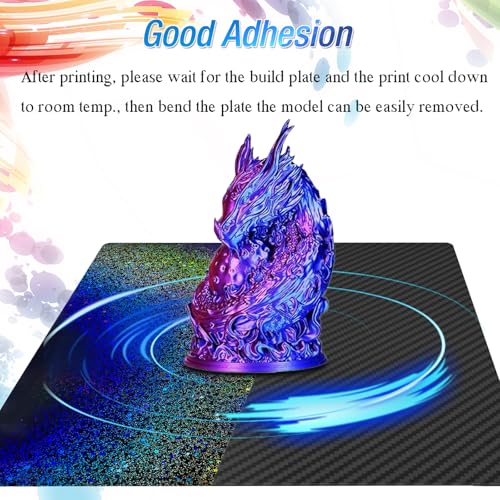 Rainbow PEY+Carbon Fibre PET Printing Plate 330 x 330 mm, Smooth Holographic PEY PET Spring Steel Print Bed for QIDI X-max 3 for Elegoo Neptune 3 Plus/Neptune 4 Plus/for Tronxy X3S/X5SA/X5SA 330x330mm PEY Starry+PET Carbon Fiber