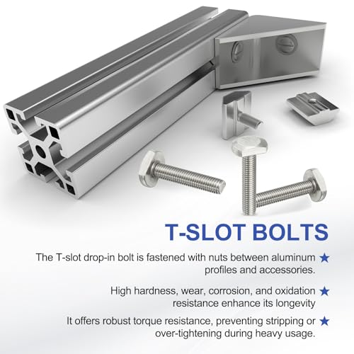 PATIKIL M8 x 40 mm T Slot Bolts, 20 Pcs 304 Stainless Steel Drop-in Bolt T Shape Stud Sliding Screw Metric Thread Hammer Head Bolt for T Track, Silver M8x40mm