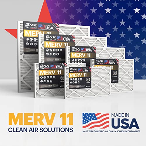 BNX TruFilter 20x20x1 Air Filter MERV 11 (6-Pack) - MADE IN USA - Allergen Defense Electrostatic Pleated Air Conditioner HVAC AC Furnace Filters for Allergies, Dust, Pet, Smoke, Allergy MPR 1200 FPR 7 20x20x1 6-Pack