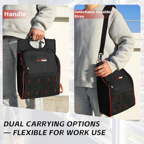 MELOTOUGH Electrician Tool Pouch with Shoulder Strap, Tool Belt Hook Cordless Drill Holster Hook