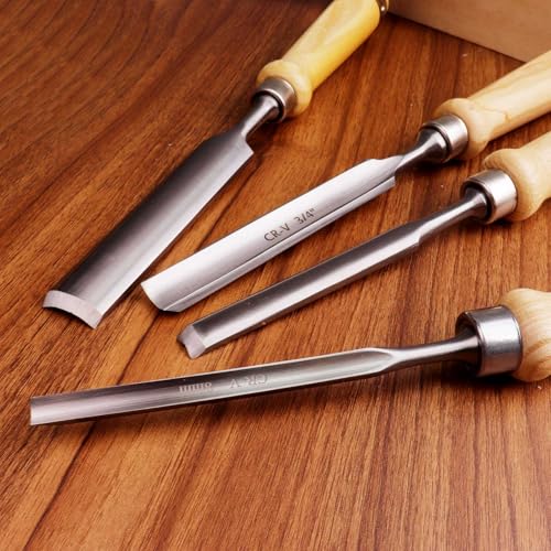 4-Piece Wood Chisel Set, 8mm 12mm 18mm 25mm Outside Edge Set