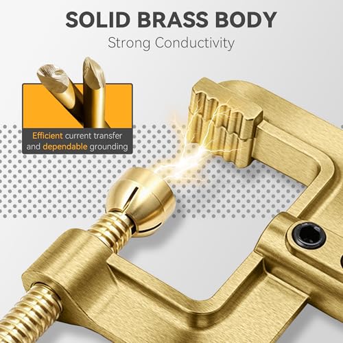 HITBOX Welding Ground Clamp, Solid Brass Heavy Duty Screw-Lock C-Style Earth Clamp, 400A for TIG MIG MMA/Stick Welders, 2.3" Jaw Opening, 1.65 lb