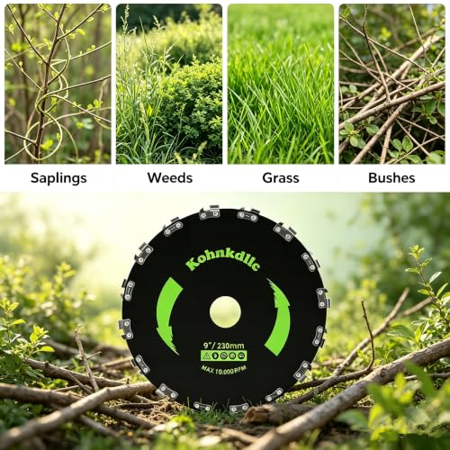 2*9 in Brush Cutter Blade +8 in Wired Trimmer Blade for Moss Grass Removal 2*9"20T+8"Wired Trimmer Blade