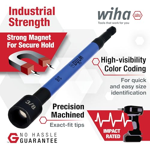Wiha Magnetic Nut Setter Set, 12-Piece SAE and Metric, Impact Rated
