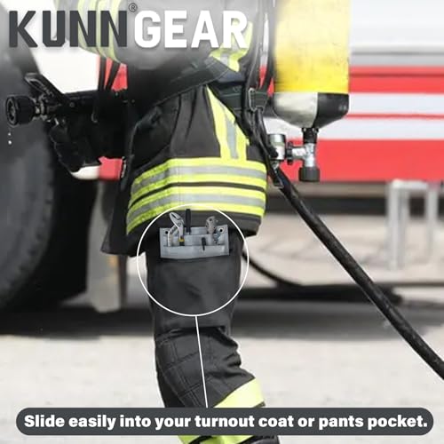 KUNN Firefighter 4-Pocket Tool Pouch Inside Turnout Coat Bunker Pocket Durable Tool Organizer Pocket with 2-Eyelet + Electrician Tool Pouch for Belt with Tape Thong