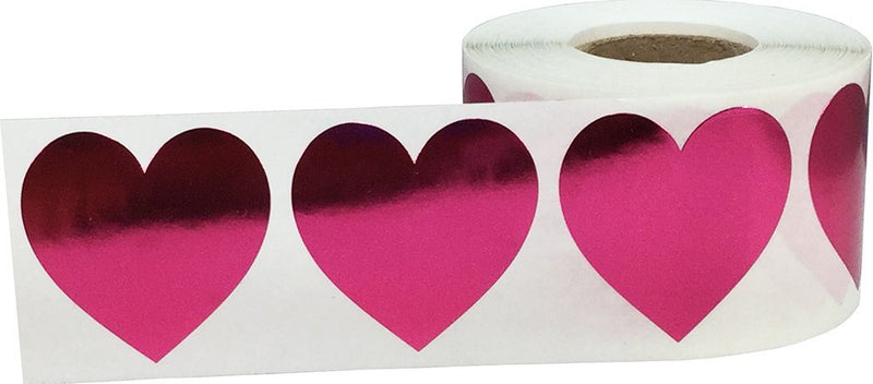 Metallic Rose Heart Stickers Valentine's Day Crafting Scrapbooking 1.5 Inch 500 Adhesive Stickers Metallic Rose
