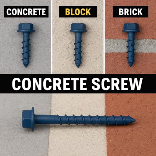 BCP Fasteners 1/4" x 2-3/4" Hex Head Concrete Screws, 100 Pack