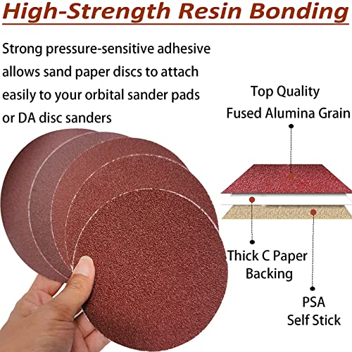 100 PCS 5" PSA Sanding Discs -20 Each of 60, 80, 120, 180, 240, Grit- 5 Inch Self Adhesive Stickyback Sandpaper Discs for DA Sander, Sand Automotive Car Paint, Woodworking Wood, Metal