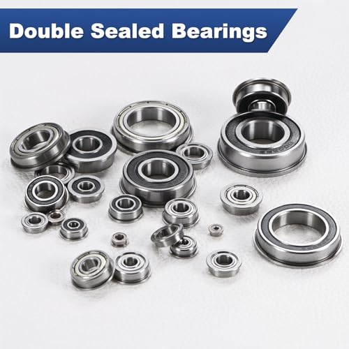 M METERXITY 20-Pack MF105ZZ Flanged Ball Bearing, 5 x 10 x 4mm Double Metal Shielded Chrome Steel (GCr15) Flange Rip Bearings for Wheelbarrow/Printer/Fax Machines/Power Tools 5mm x 10mm x 4mm
