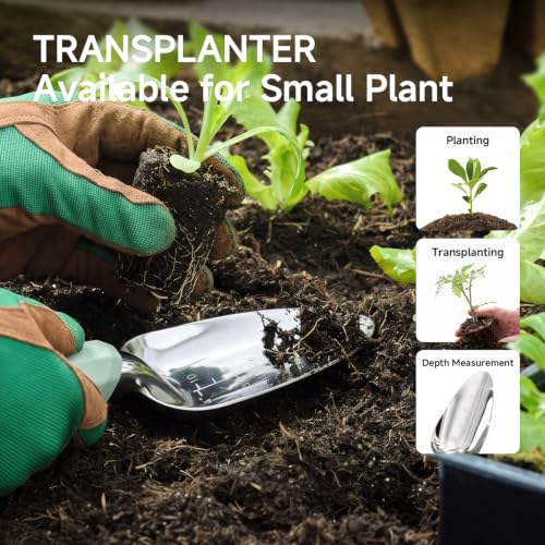 PrunePro Garden Hand Tools Set: 3 Pack Gardening Tools Trowel Transplanter Cultivator Stainless Steel Ergonomic Yard Tool Kit