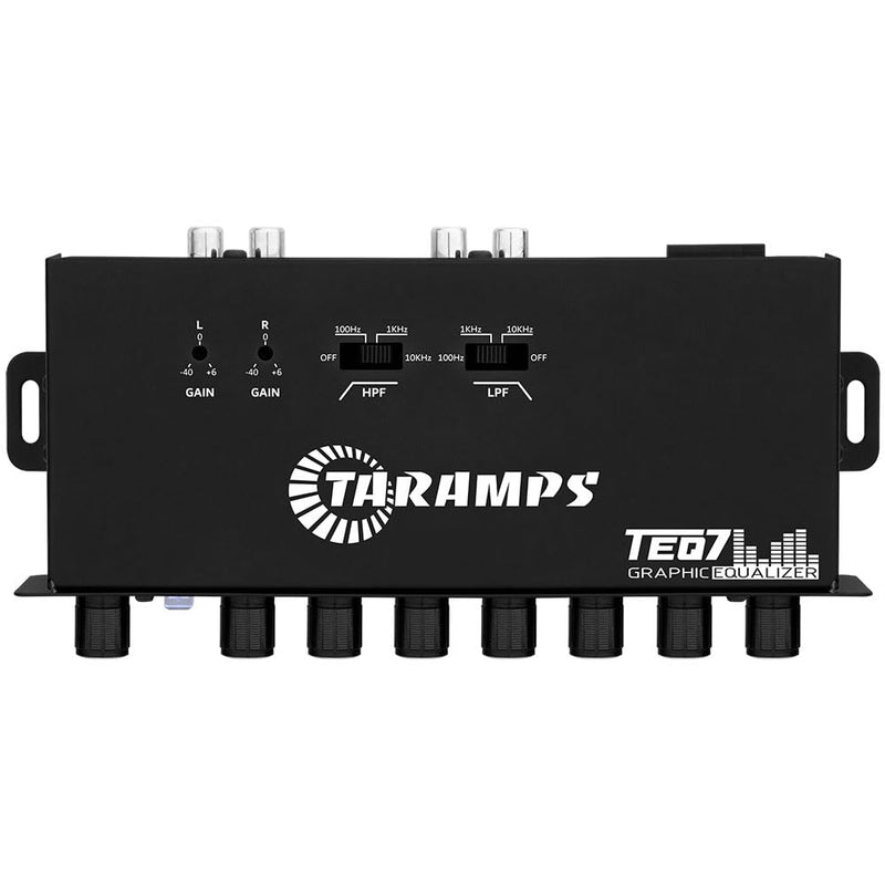 Taramp's TEQ 7 Stereo 7-Band Graphic Equalizer RCA Input 2 Channels HPF and LPF Filters Mute Function Car Audio Mixer Equalizer EQ, Best Control for Car, Boat, Motorcycle - TEQ7 Red