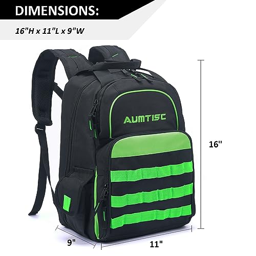 Heavy Duty Tool Backpack Bags Large Toolbox Bag Organizer Storage Backpack, Tool Carrier, Green