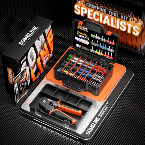 SOMELINE Ferrule Crimping Tool Kit, AWG 24-8 with 23 Sizes Wire Ferrules 23 Sizes Crimp Tool Set