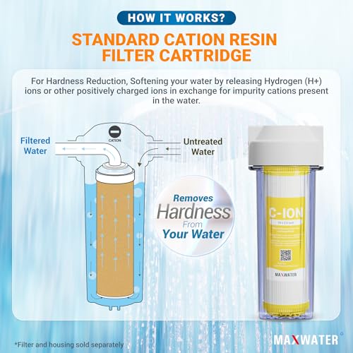 Max Water 10" x 2.5" Cation Resin Water Softener Cartridge, Compatible with AF-10-3003, WS-10, UDF-10C100E, 155319-43 & All 10 Inch Standard Whole House Water Filter Systems (2 Pack) 2 Count (Pack of 1)