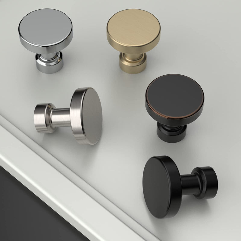 Amerdeco 10 Pack Matte Black Kitchen Cabinet Knobs Single Hole Cabinet Pulls Round Drawer Knobs Dresser Knobs and Pulls for Bathroom Cabinets knob