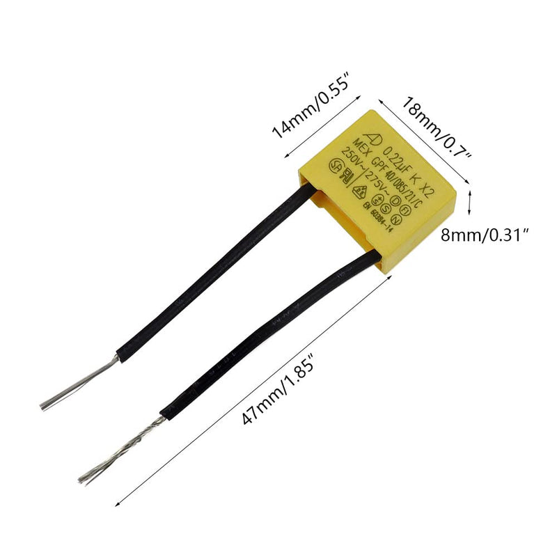 BouGPeng Pack of 2 interference suppression capacitors 0.22µF 275V