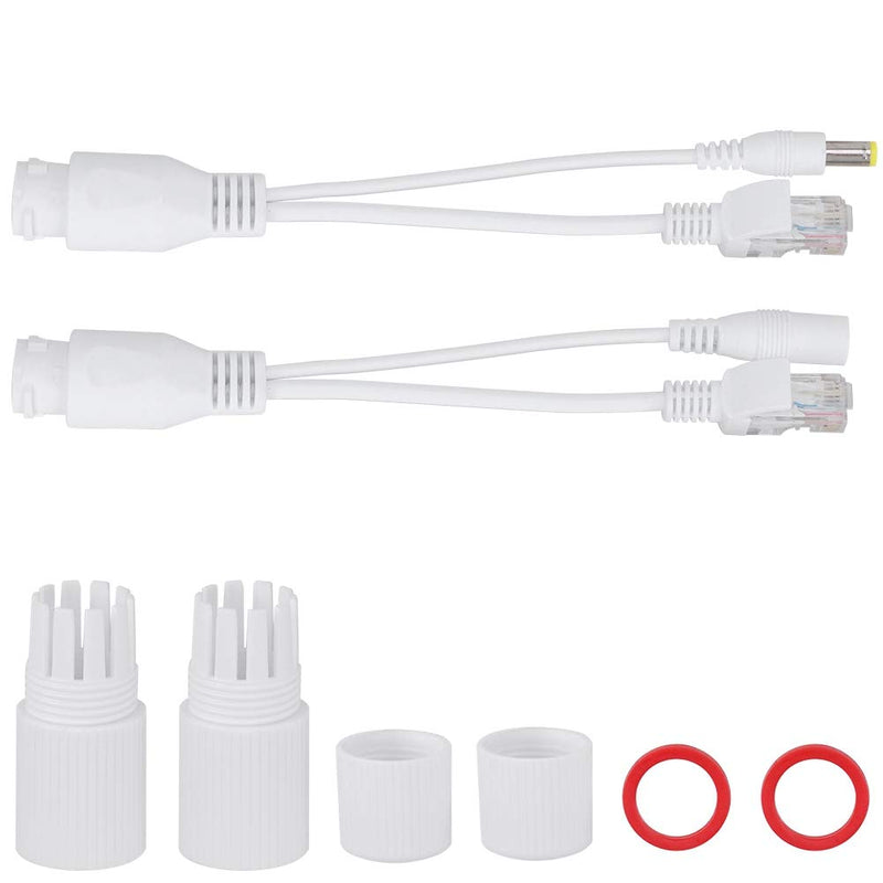 12V PoE Compatibility Adapter, Power Over Ethernet Passive POE Adapter Cable Splitter for Surveillance Camera(White)