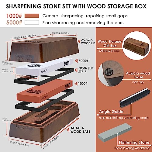 SHAN ZU 2 PCS Knife Sharpener Stone Set with Storage Box