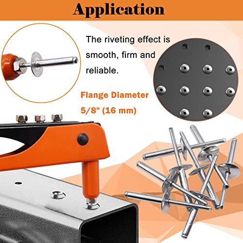 90pcs Aluminum Large Flange Blind Rivets,3/16" x 5/8", Flange Diameter 5/8" (16 mm), Pop Rivets Assortment Kit Blind Rivet by Bolt Dropper, Grip Range(8-12mm)