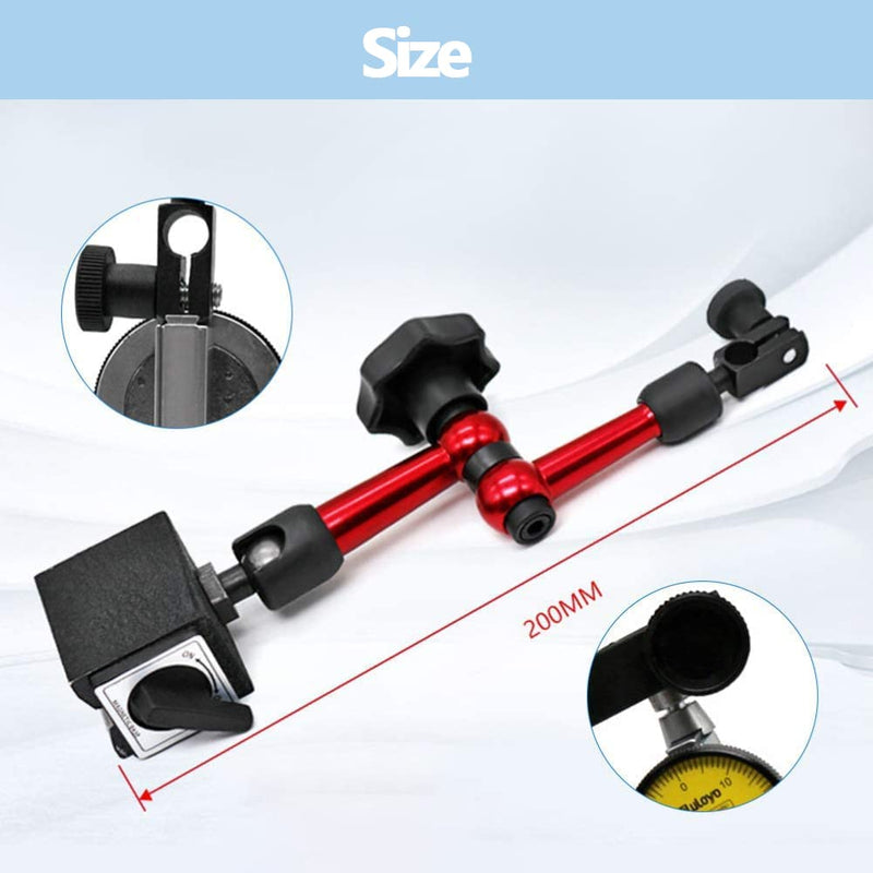Dial Indicator with Magnetic Holder 0~0.8mm Magnetic Measuring Stand with Dial Indicator Metal Flexible Strong Magnetic Stand Base Holder + Lever Dial Indicator Display Shockproof