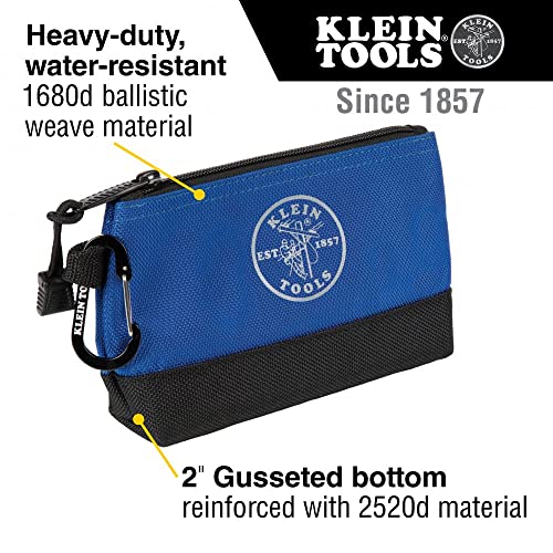 Klein Tools 55559 Stand-Up Zipper Bag Tool Pouch, 2-Pack & 5139 Zipper Bag, Canvas Tool Pouch 12.5 x 7 x 4.25-Inch with Heavy Duty Brass Zipper Close, Natural Tool Pouch + Zipper Bag, Natural