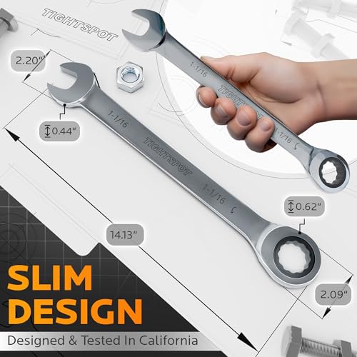 TIGHTSPOT 1-1/16 Inch Combo Ratchet Wrench - Hardened, Tight-Spot Tool 1 1/16 Inch/SAE
