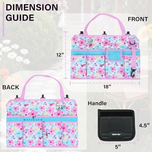 KUNN Garden Tool Waist Belt - 4 Deep Pockets Tool Apron for Women Men,Utility Pouch + Gardening Gift for Women Men 5 Gallon Bucket Tool Organizer with 18 Pockets