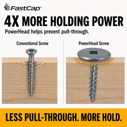 FastCap PowerHead Wood Screws, 1.5", #2 Square Drive, 200-Pack