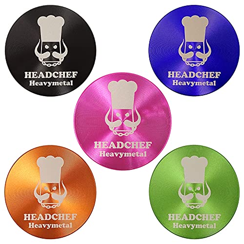 Headchef Heavymetal 2 Piece Grinder Metal Herb Grinder with Magnetic Lid Black 55mm
