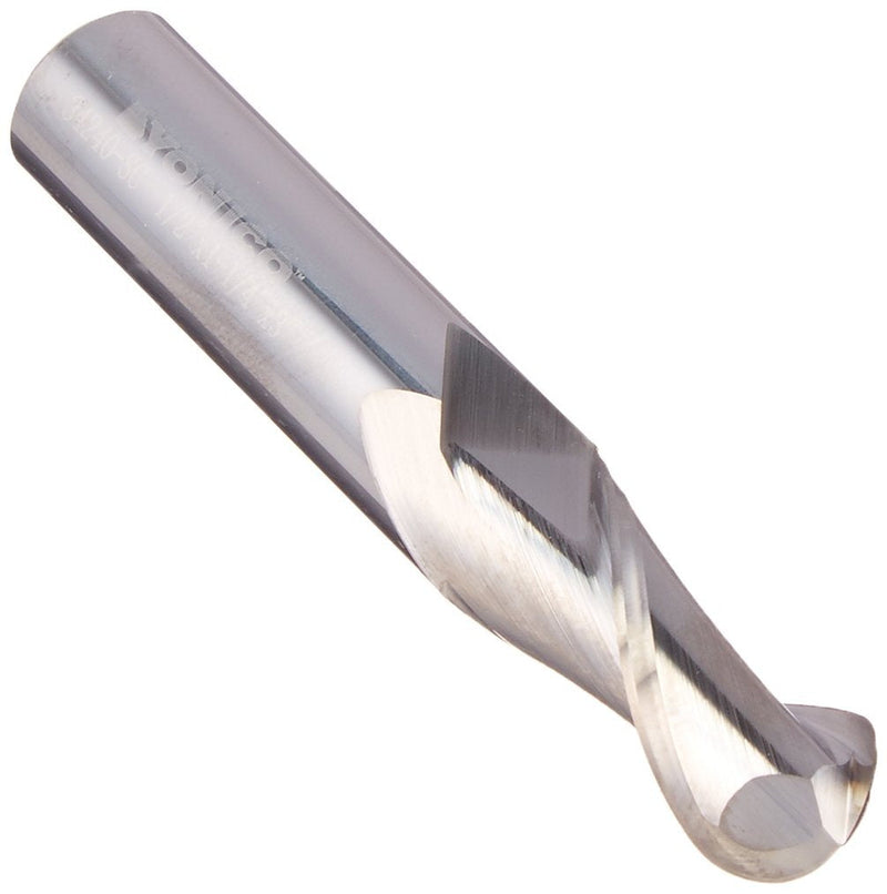 YONICO Carbide Ball Nose End Mill CNC Router Bits 2 Flute Spiral 1/2-Inch Dia. 1/2-Inch Shank 34240-SC 1/2" Diameter - 1-1/4" Length