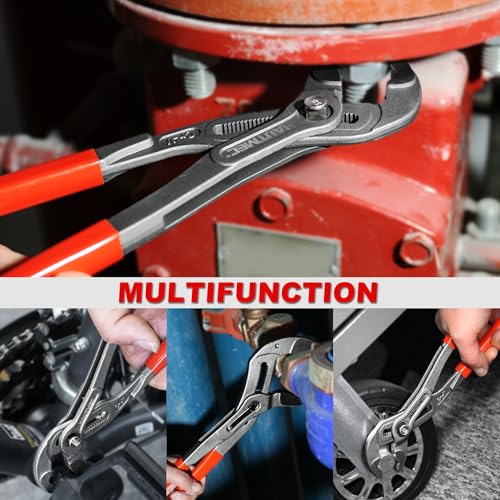 HAUTMEC 16-Inch Water Pump Pliers, Fast Adjustable Tongue and Groove Joint Pliers, V-Jaw with Comfort Grips, Rust-Proof CRV Steel Construction for Plumbing, Home Repair, and Pipe Fittings HT0369-PL 16 Inch