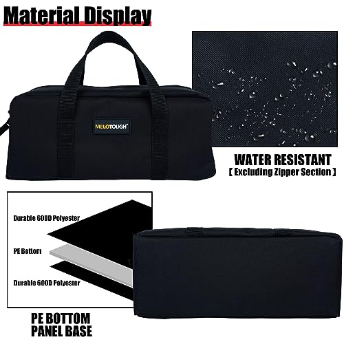MELOTOUGH Utility Rudded Tool Bag Small Canvas Tool Bag with Zipper Combo Kit + Small Tool Pouch for Tool Belt,Electrician Tool Pouch,Tool Pouch Tool Holster with 13 Pockets