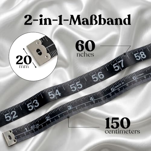 Tape Measure Body 150 cm / 60 Inch - Body Measuring Tape with cm & Inch Scale, Flexible Fibreglass Tailor Measuring Tape with Storage Box for Waist, Chest, Hips & Clothing black