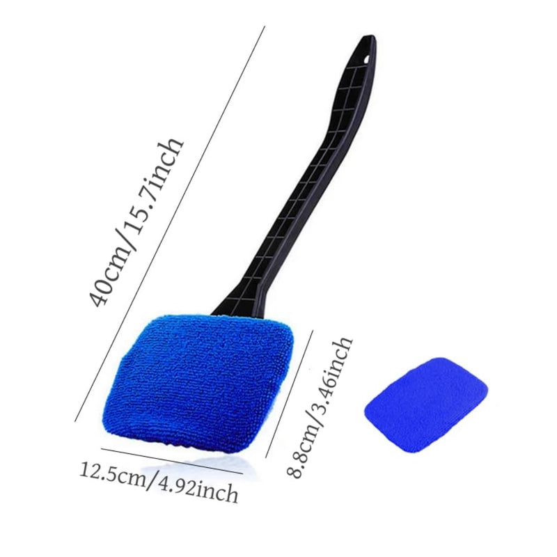 Windshield Cleaning Tool Car Window Cleaner with 5 Reusable and Washable Microfiber Pads and Extendable Handle Auto Inside Glass Wiper Kit blue