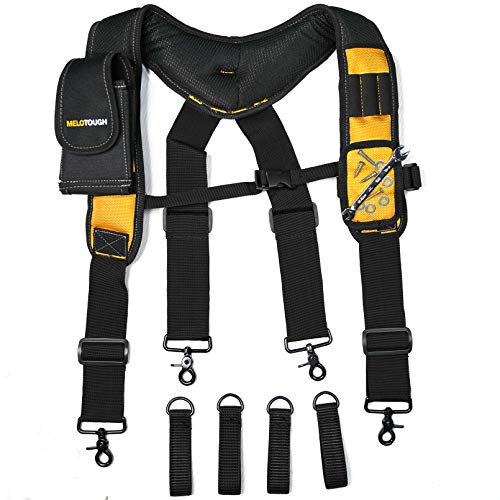 Magnetic Work Belt Suspenders Tool Belt Suspenders + Cordless Drill Holder Hook Tape Measure Clip Drill/Power Tool Holder with Drill Bit Tote