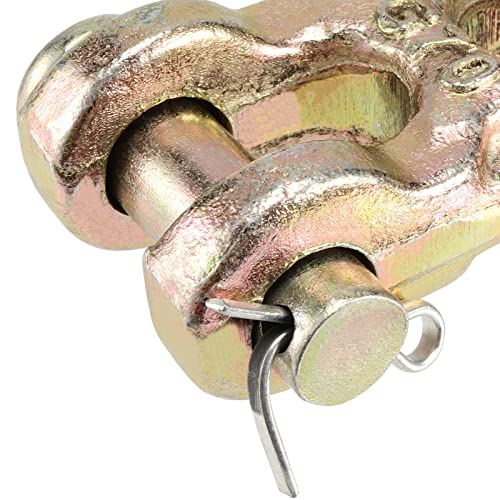 SEUNMUK 4 Packs 3/8 Inch Double Clevis, Zinc-Plated Safety Twin Clevis, G70 Forged Chain Repair Links, WLL 6600 lbs, Golden